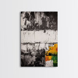 Textured Abstract, Mixed Media Art, Urban Modern, Black and Yellow, Minimalist Home Decor, Contemporary Artwork, Canvas Print