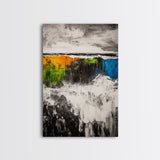 Abstract Ocean, Colorful Waves, Modern Seascape, Framed Canvas Print, Coastal Wall Art, Beach House Decor, Large Wall Art, Sunset Painting
