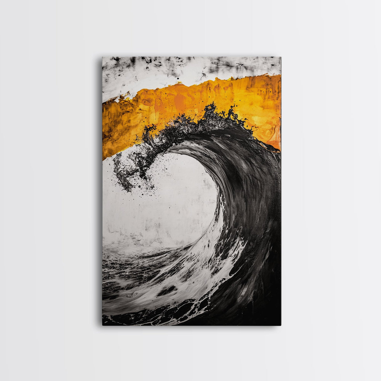 Giant Ocean Wave, Surfer Wall Art, Black and White Beach Print, Coastal Aesthetic, Framed Canvas Print, Ocean Lover Gift, Large Wall Art