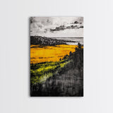 Golden Fields, Dramatic Landscape, Autumn Wall Art, Rustic Home Decor, Mountain View Framed Canvas Print, Farmhouse Aesthetic, Office Decor