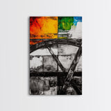 Industrial Abstract, Modern Wall Art, Bold Textured Painting, Framed Canvas Print, Contemporary Office Decor, Unique Statement Piece