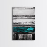 Ocean Waves, Modern Coastal Art, Textured Beach Scene, Nautical Wall Decor, Relaxing Living Room Art, Framed Canvas Print