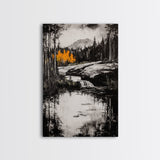 Mountain Stream, Autumn Forest, Nature Landscape Art, Cabin Decor, Wilderness Scenic Print, Living Room Wall Art, Canvas Print