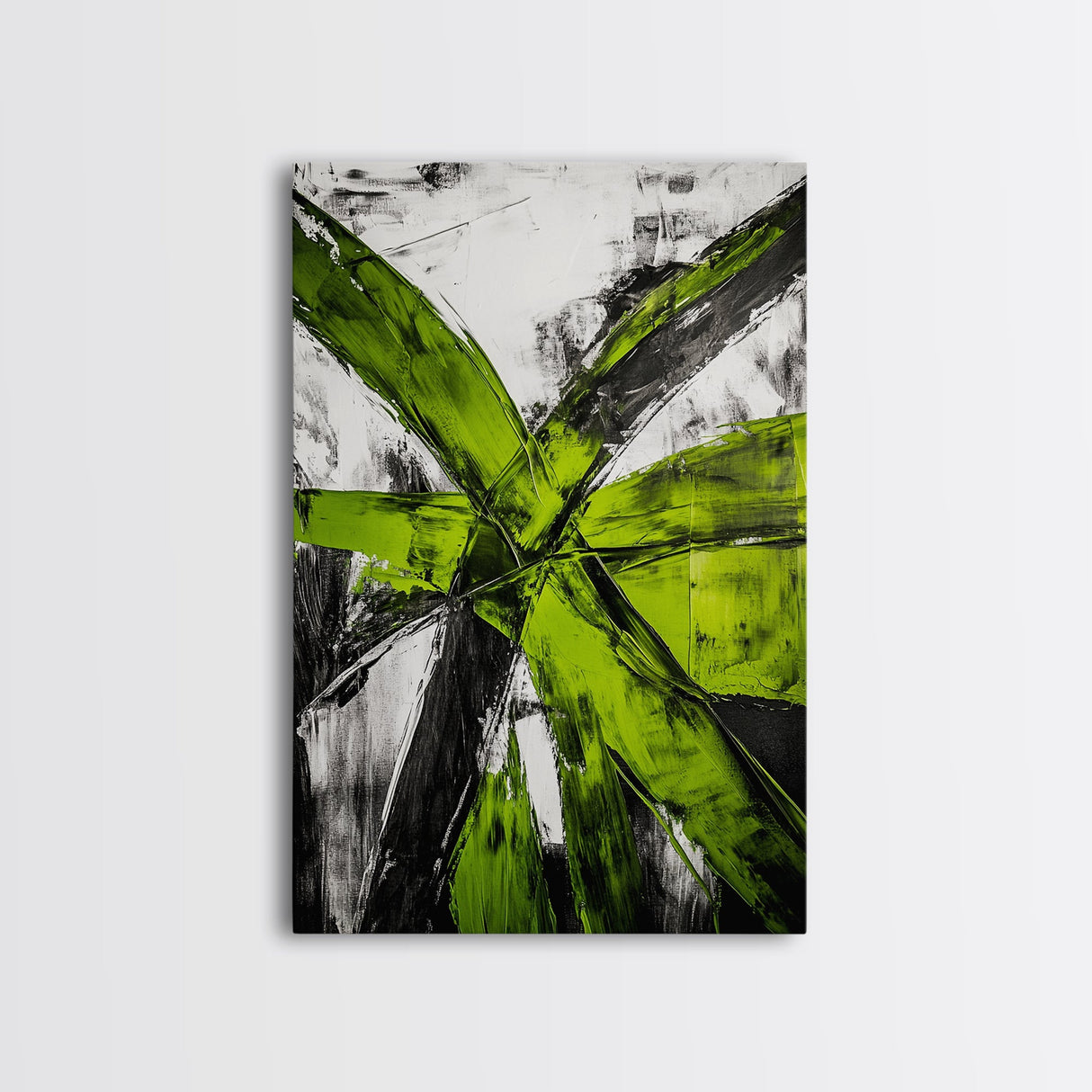 Green Abstract, Bold Modern Art, Vibrant Minimalist Design, Contemporary Statement Piece, Office Wall Decor, Framed Canvas Print