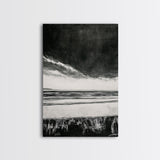 Dark Sky, Ocean Storm, Dramatic Seascape, Canvas Print, Moody Wall Art, Modern Coastal Decor, Nautical Painting, Living Room Art