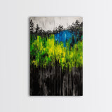 Vibrant Forest, Green Abstract, Textured Landscape, Framed Canvas Print, Boho Wall Art, Nature Inspired, Eclectic Home Decor