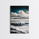 Ocean Wave Art, Seascape Print, Coastal Wall Decor, Seaside Art, Nautical Home Aesthetic, Beach House Wall Print, Framed Canvas Print