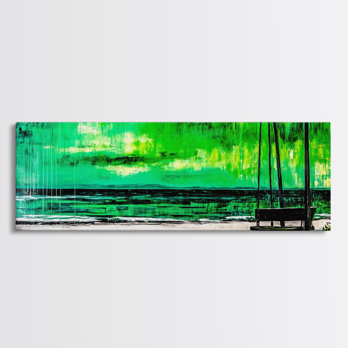 Green Serenity, Abstract Landscape, Canvas Print, Dreamy Wall Art, Vibrant Home Decor, Modern Bedroom Art, Minimalist Painting