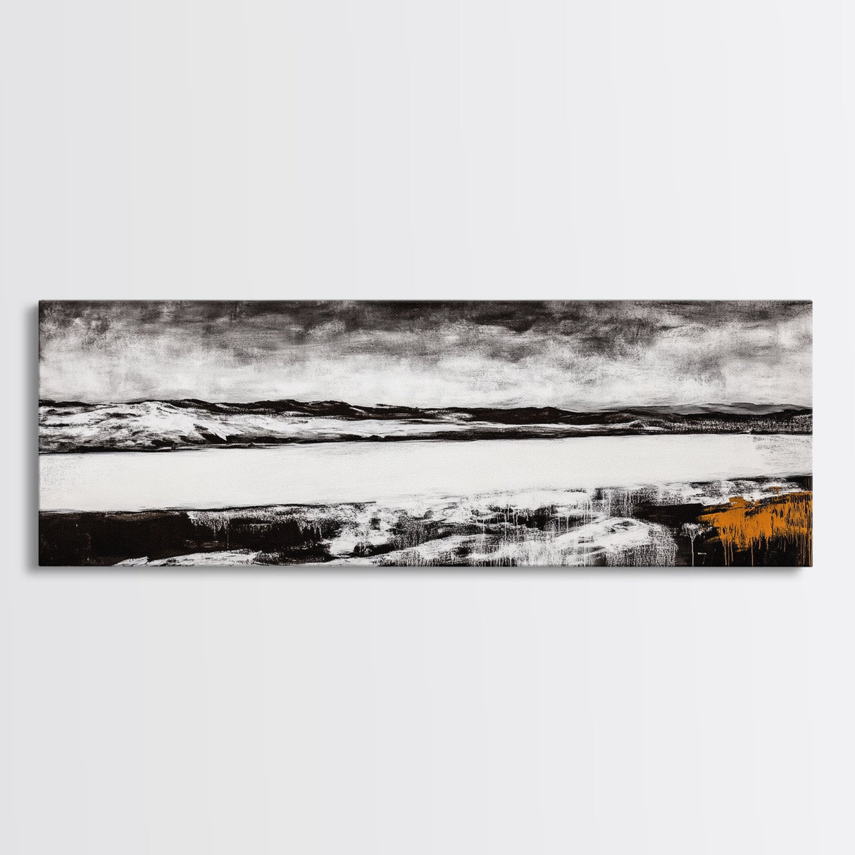 Moody Lake, Black and White Landscape, Canvas Print, Rustic Wall Art, Cabin Decor, Modern Minimalist Art, Office Artwork