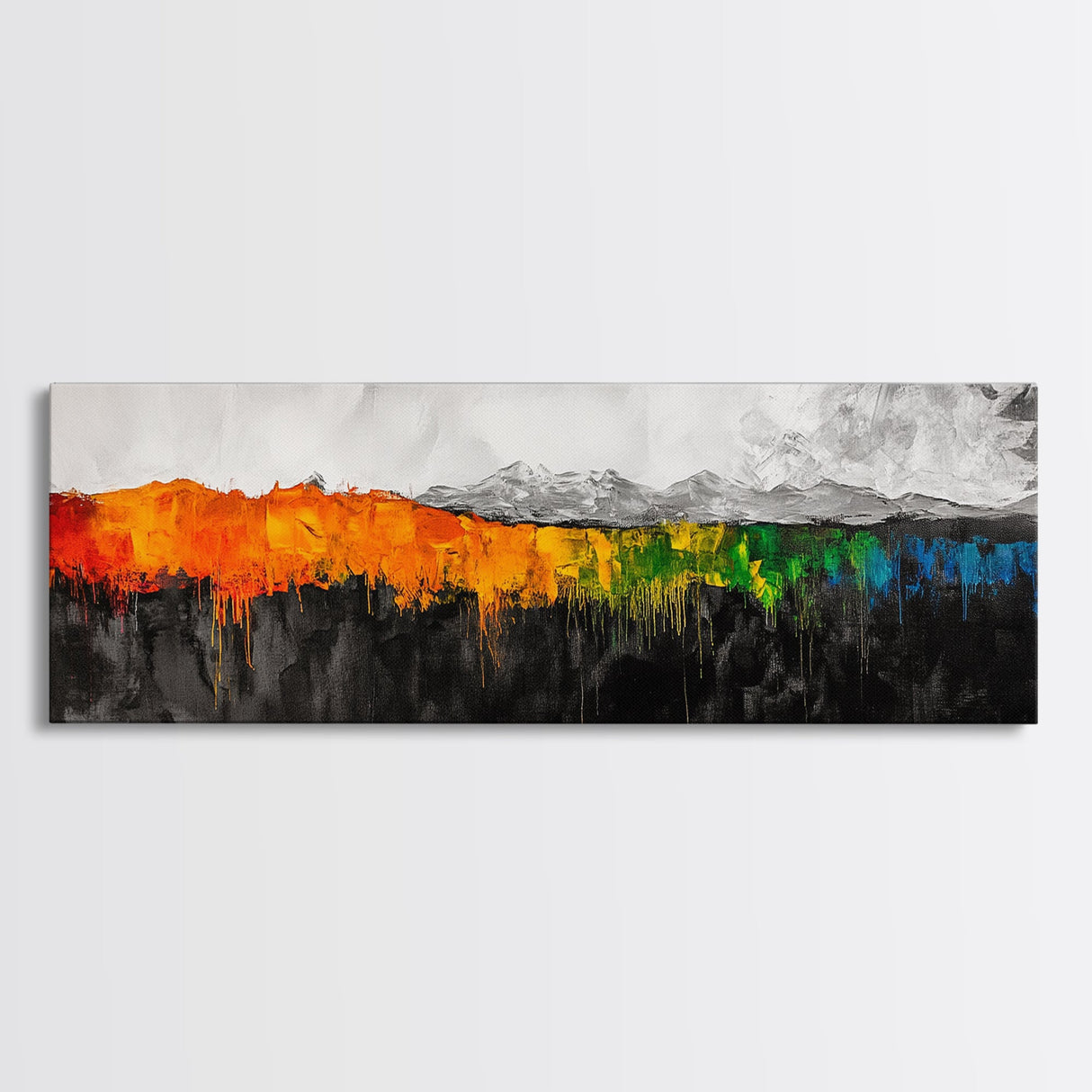 Abstract Mountain Art, Bold Colorful Landscape, Modern Expressionist Painting, Autumn Decor, Framed Canvas Print, Dining Room Art