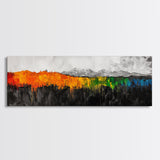 Abstract Mountain Art, Bold Colorful Landscape, Modern Expressionist Painting, Autumn Decor, Framed Canvas Print, Dining Room Art