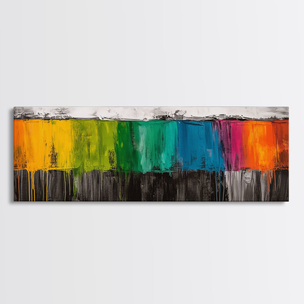 Dripping Paint Abstract, Vibrant Color Art, Modern Expressionist Painting, Bold Wall Art, Framed Canvas Print, Office Wall Decor