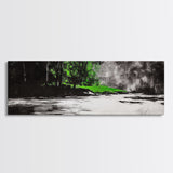 Misty Forest, River Landscape, Green Nature, Framed Canvas Print, Large Wall Art, Nature Wall Decor, Living Room Art, Modern Art