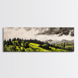 Rolling Hills, Green Landscape, Mountain View, Canvas Print, Nature Inspired Art, Living Room Wall Art, Scenic Home Decor, Rustic Art