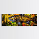 Vibrant Fish Painting, Rustic Fishing Wall Art, Colorful Wildlife Print, Cabin Wall Decor, Nature Canvas Print, Framed Canvas Print
