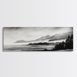 Misty Mountains, Monochrome Landscape, Nature Wall Art, Canvas Print, Scenic Home Decor, Adventure Lover Gift, Black and White Art