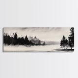 Foggy Forest, Minimalist Landscape, Nature Lover Wall Art, Framed Canvas Print, Calm and Serene Decor, Woodland Theme, Cozy Home Art