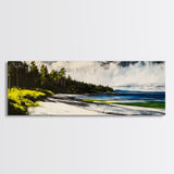 Coastal Landscape, Blue and Green Seascape, Beach Wall Art, Modern Wall Decor, Office Wall Art, Framed Canvas Print, Large Canvas Art