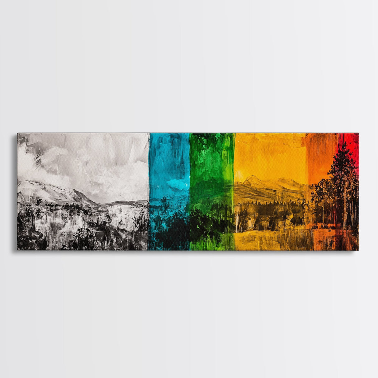 Abstract Mountains, Vibrant Landscape, Modern Colorful Art, Living Room Wall Decor, Framed Canvas Print, Large Canvas, Boho Wall Art