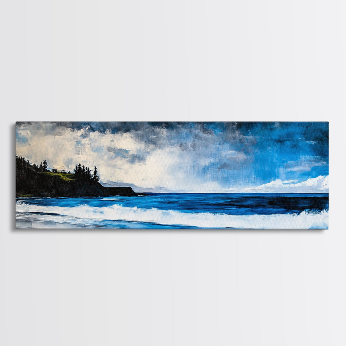 Dramatic Ocean, Seascape Painting, Beach House Decor, Canvas Print, Coastal Wall Art, Bedroom Wall Decor, Blue Wave Art, Nautical Theme