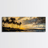 Golden Beach Sunset, Coastal Wall Art, Framed Canvas Print, Tropical Home Decor, Relaxing Seascape, Living Room Wall Art, Ocean Sunset Art