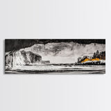 Frozen Cave, Monochrome Landscape, Framed Canvas Print, Winter Wall Art, Dramatic Nature Scene, Home Office Decor, Unique Black and White Art