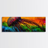Jellyfish Art, Ocean Canvas Print, Vibrant Sea Life, Coastal Decor, Colorful Nautical Art, Modern Beach House, Living Room Wall Art