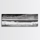 Ocean Waves Painting, Black and White Seascape, Coastal Wall Art, Nautical Beach Decor, Modern Minimalist Style, Framed Canvas Print