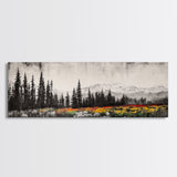 Mountain Landscape, Black and White Wall Art, Modern Nature Print, Rustic Living Room Decor, Autumn Canvas Print, Large Wall Art