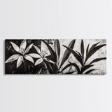 Monochrome Floral, Black and White Flowers, Botanical Wall Art, Minimalist Decor, Framed Canvas Print, Bedroom Art, Modern Aesthetic, Elegant Art