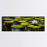Water Lily Pond, Tranquil Nature Art, Green Botanical Art, Zen Wall Art, Framed Canvas Print, Office Decor, Relaxing Home Art, Spa Wall Art