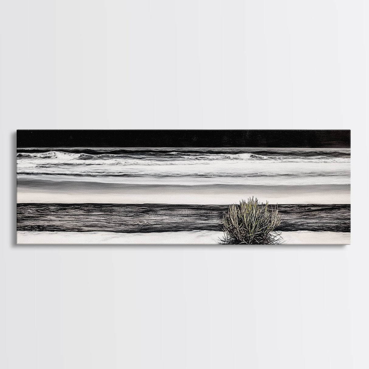 Black and White Seascape, Coastal Wall Art, Minimalist Ocean Art, Modern Beach Decor, Framed Canvas Print, Bedroom Art, Monochrome Landscape