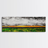 Dramatic Sky, Stormy Landscape, Sunset Over Fields, Modern Nature Art, Framed Canvas Print, Living Room Decor, Abstract Art, Moody Wall Art