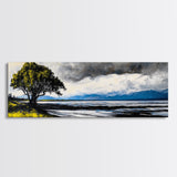 Stormy Landscape, Dramatic Tree Art, Coastal Wall Art, Nature Inspired Decor, Framed Canvas Print, Living Room Art, Moody Wall Art, Blue Tones