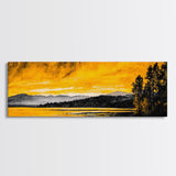 Golden Horizon, Scenic Lake Print, Nature Artwork, Canvas Print, Rustic Home Decor, Large Wall Art, Fall Landscape