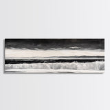 Monochrome Waves, Black and White Seascape, Ocean Art, Canvas Print, Minimalist Home Decor, Modern Coastal Wall Art