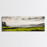 Rolling Hills, Golden Grasslands, Nature Painting, Framed Canvas Print, Rustic Decor, Large Landscape Art, Serene Home Wall Art