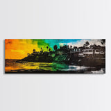 Sunset Cliffs, Vibrant Beach, Palm Trees Art, Coastal Home, Canvas Print, Colorful Seascape, Boho Wall Art, Modern Interior