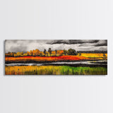 Fall Fields, Autumn Trees, Golden Landscape, Countryside Art, Framed Canvas Print, Farmhouse Wall Art, Rustic Home Decor, Harvest Scene