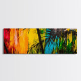 Palm Tree, Tropical Colors, Vibrant Abstract, Canvas Print, Boho Art, Modern Wall Art, Beach House Decor, Living Room Statement Piece