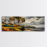 Tropical Beach, Palm Trees Art, Coastal Canvas Decor, Vibrant Ocean Art, Colorful Landscape, Living Room Wall Art, Framed Canvas Print