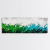 Abstract Seascape, Textured Wave, Coastal Artwork, Modern Ocean Print, Minimalist Blue Green Decor, Framed Canvas Print, Gift Idea