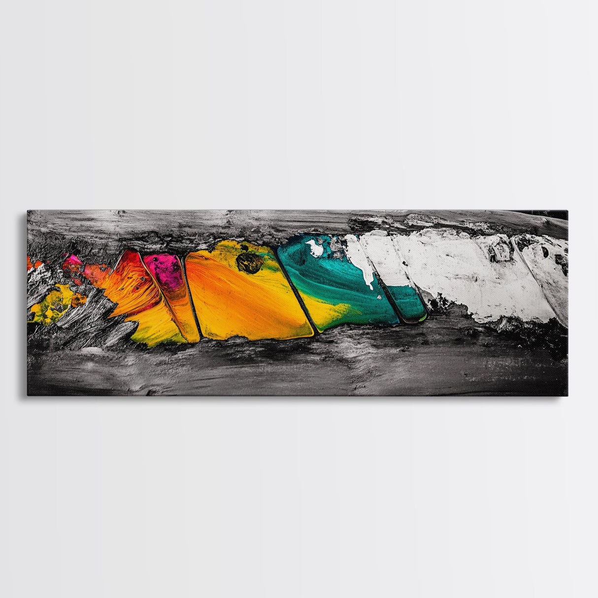 Colorful Wood, Rustic Abstract, Weathered Texture Art, Bold Statement Wall Decor, Unique Modern Print, Framed Canvas Print, Gift Idea