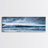 Ocean Wave, Moody Seascape, Blue Water Art, Stormy Sky, Coastal Home Accent, Surfer Decor, Minimalist Wall Art, Canvas Print