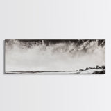 Minimalist Landscape, Black and White Art, Cloudy Sky, Framed Canvas Print, Modern Wall Art, Neutral Home Decor, Monochrome Landscape