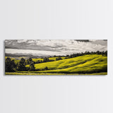Rolling Hills, Countryside Landscape, Green Fields, Framed Canvas Print, Rural Wall Art, Nature Scene, Pastoral Painting, Home Office Art