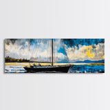 Sailboat, Nautical Wall Art, Ocean Sunset, Framed Canvas Print, Coastal Decor, Maritime Painting, Large Wall Art, Serene Water Scene