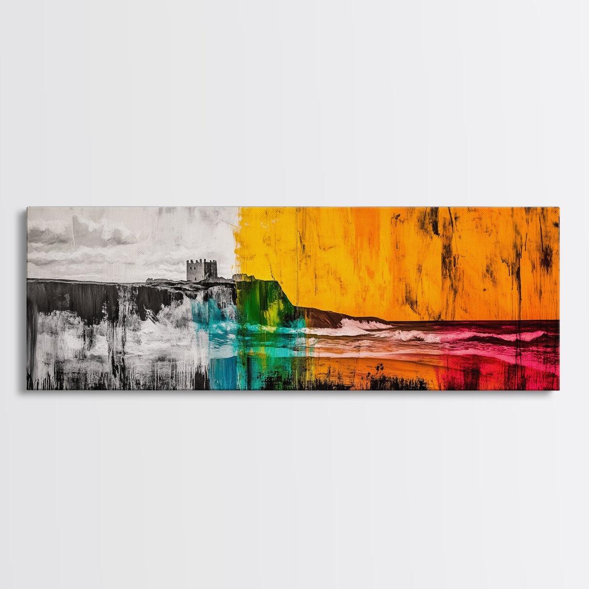 Castle Coast, Dramatic Seascape, Colorful Ocean, Canvas Print, Abstract Wall Art, Home Office Decor, Large Wall Art, Unique Gift