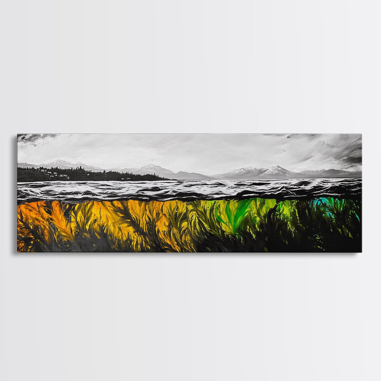 Vibrant Seaweed, Ocean Depths, Underwater Wall Art, Canvas Print, Coastal Living Decor, Abstract Marine Painting, Dining Room Art