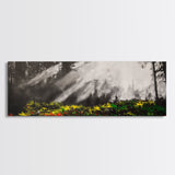 Sunlit Forest, Nature Pathway, Woodland Wall Art, Framed Canvas Print, Autumn Landscape Painting, Cozy Cabin Decor, Rustic Home Art